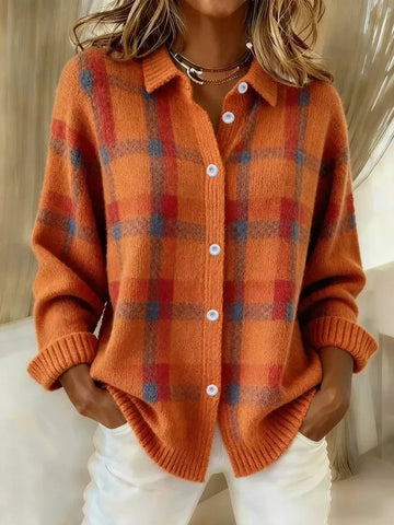 Women’s plaid button-up cardigan for cozy everyday layering